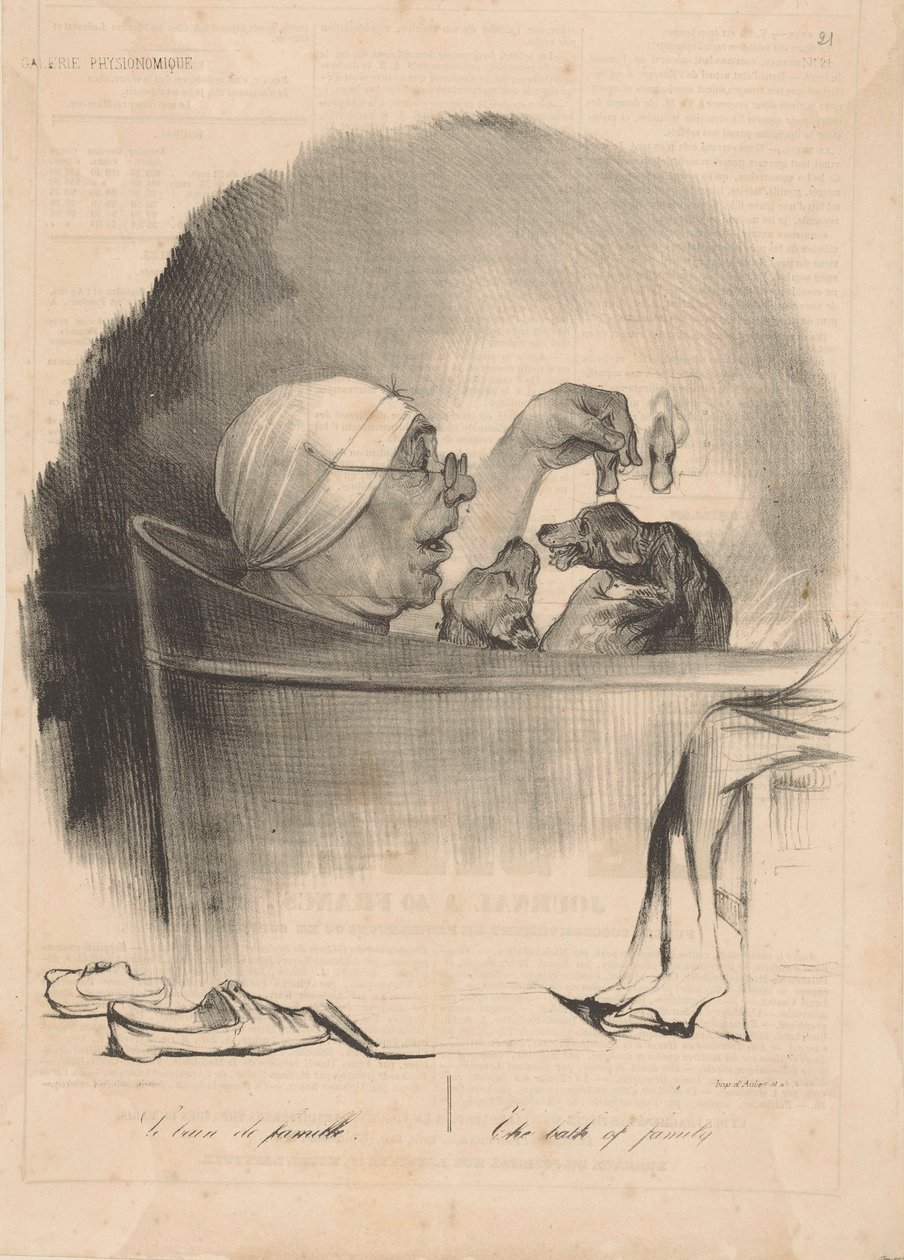 Le bain de famille Familjens bad, 1837. av Honoré Daumier