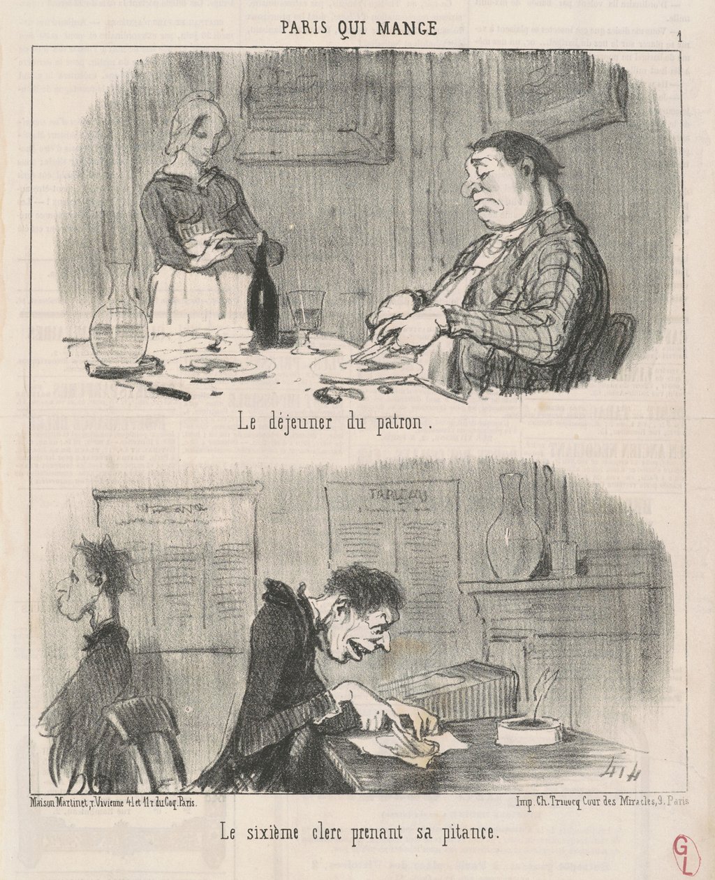 Chefens lunch, sjätte kontorist... av Honoré Daumier