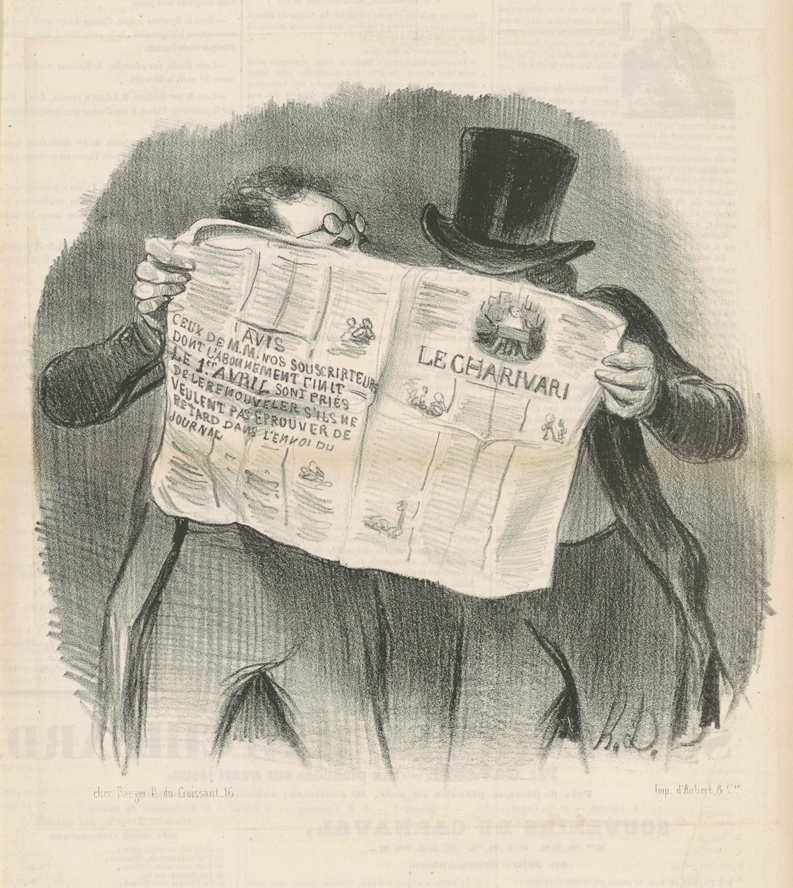 Läser charivari av Honoré Daumier