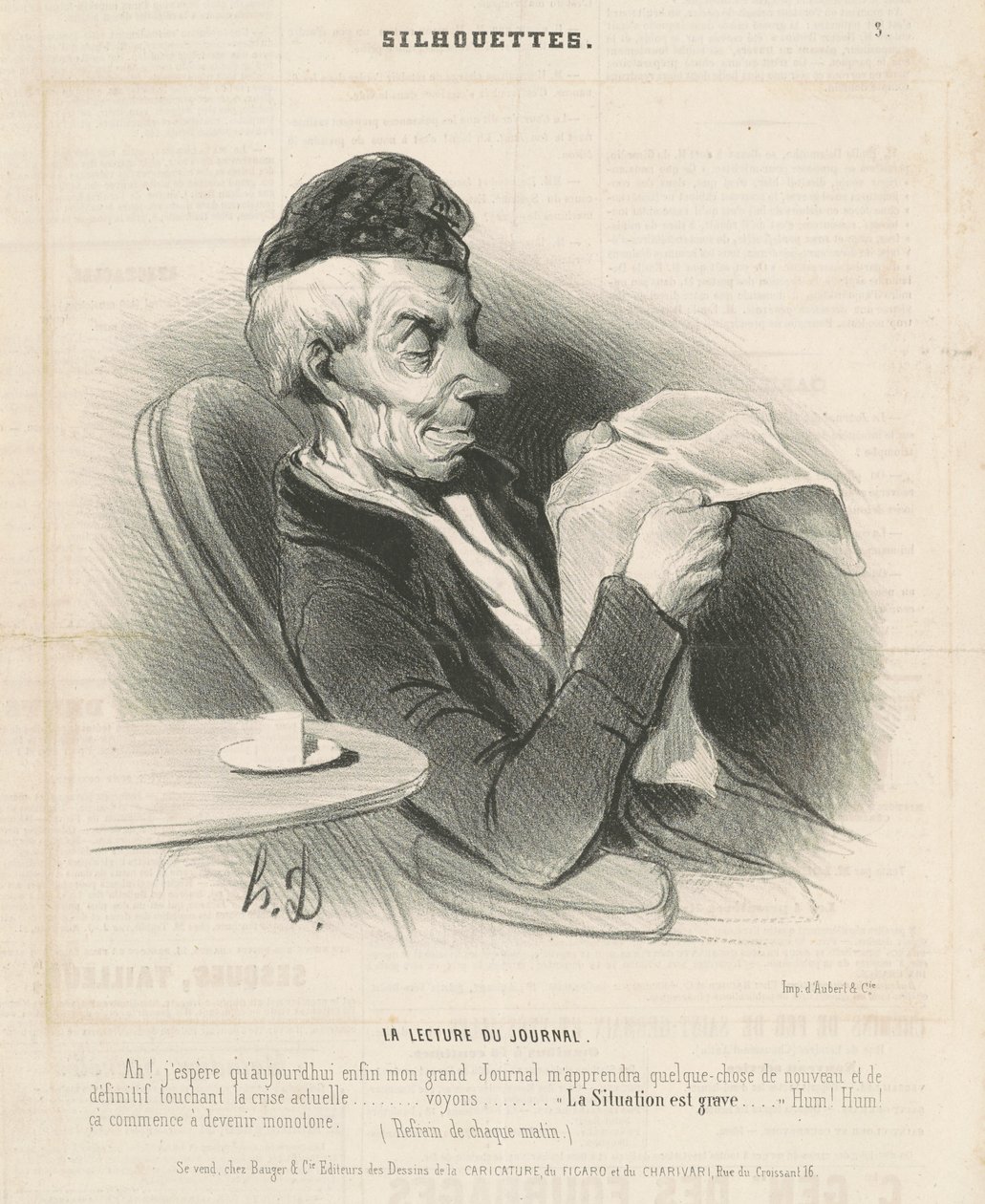 läser tidningen av Honoré Daumier
