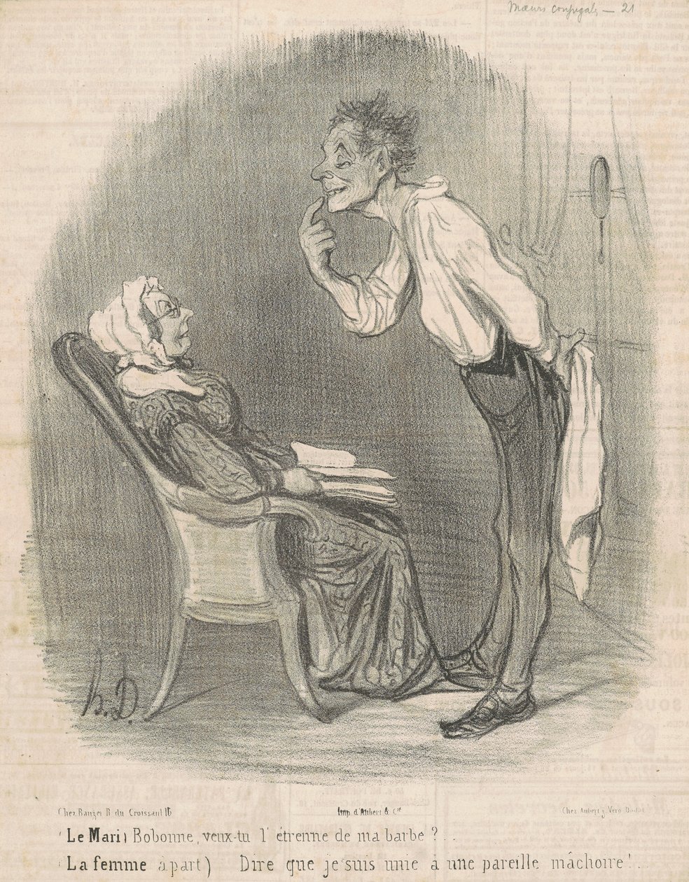 Maken. Bobonne, vill du ha mitt skäggs present? av Honoré Daumier
