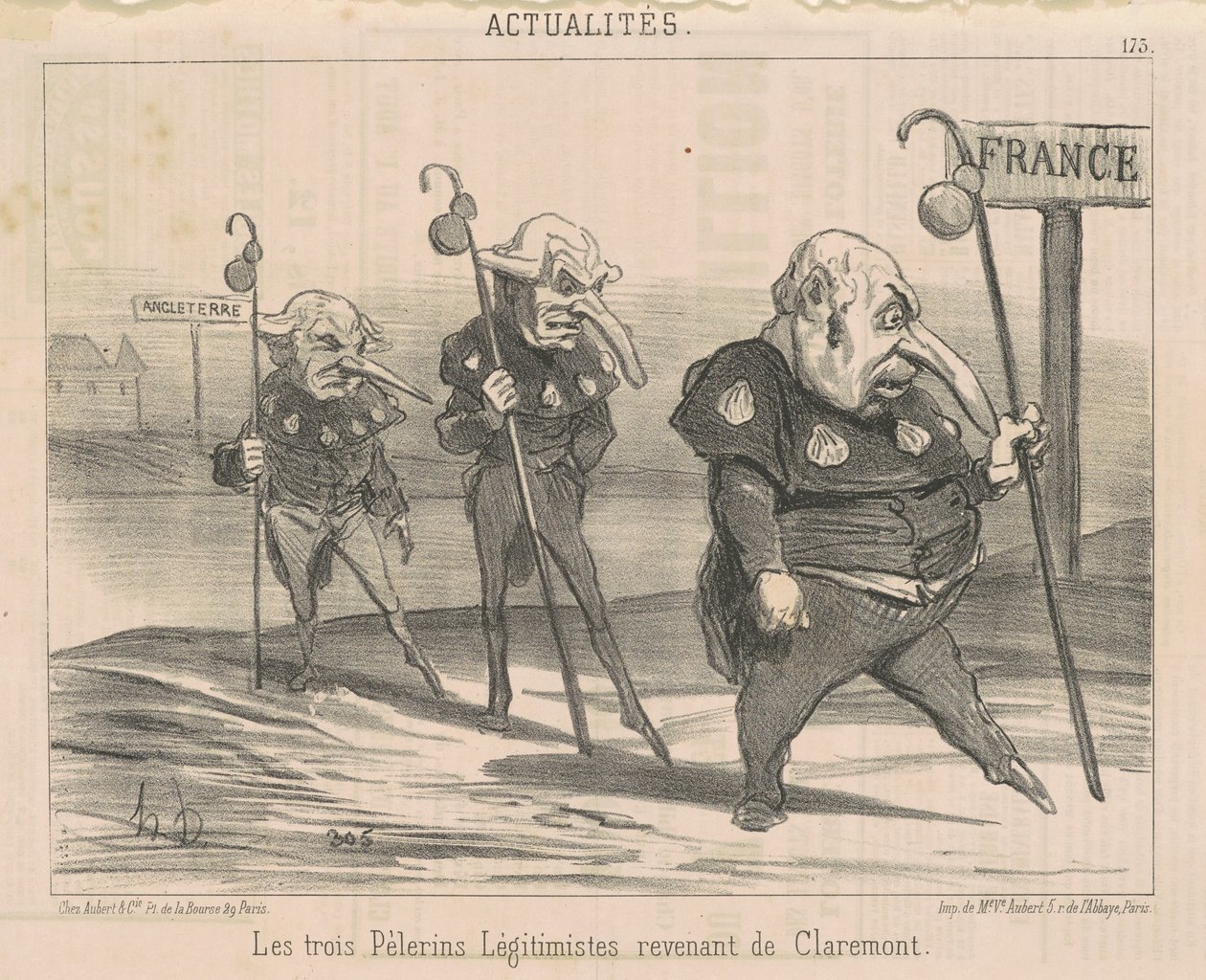 De tre legitimisterna... Återvänder från Claremont av Honoré Daumier