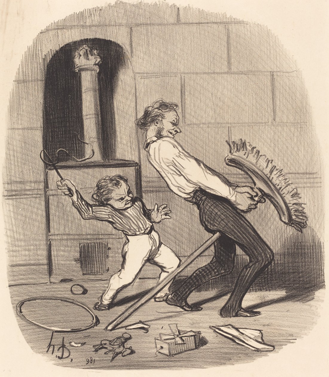 Ridlektion, gymnasiet av Honoré Daumier
