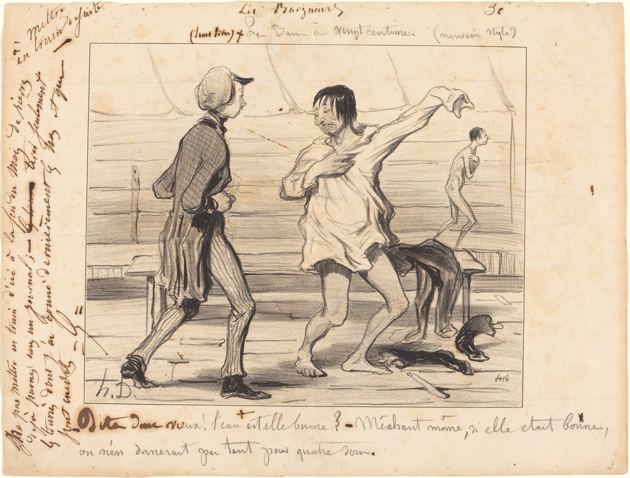 Les Bains på tjugo centimes, ny stil av Honoré Daumier