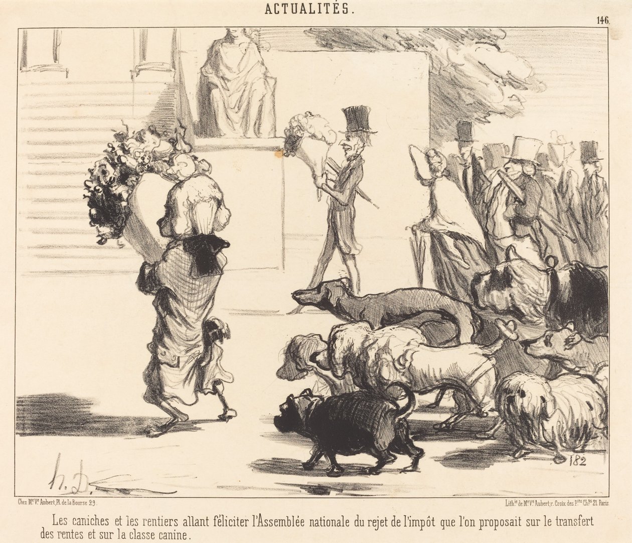 Pudlar och pensionärer kommer att gratulera församlingen... av Honoré Daumier