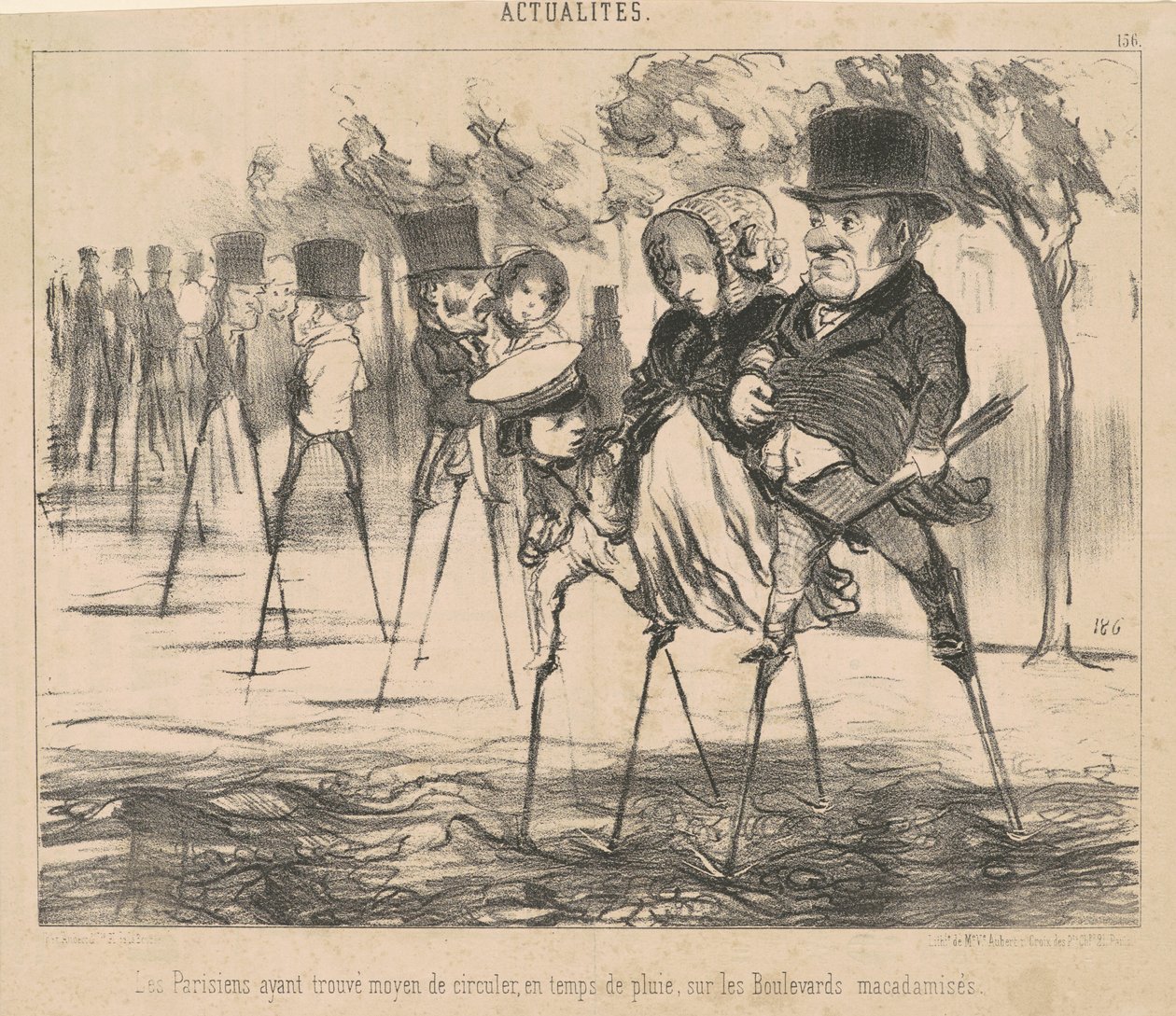 Parisare har hittat ett sätt att ta sig runt... av Honoré Daumier