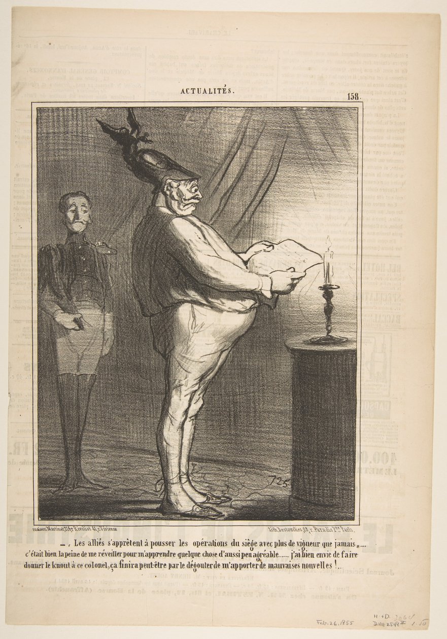 De allierade förbereder sig för att driva på belägringsoperationerna med mer kraft..., 26 februari 1855. av Honoré Daumier