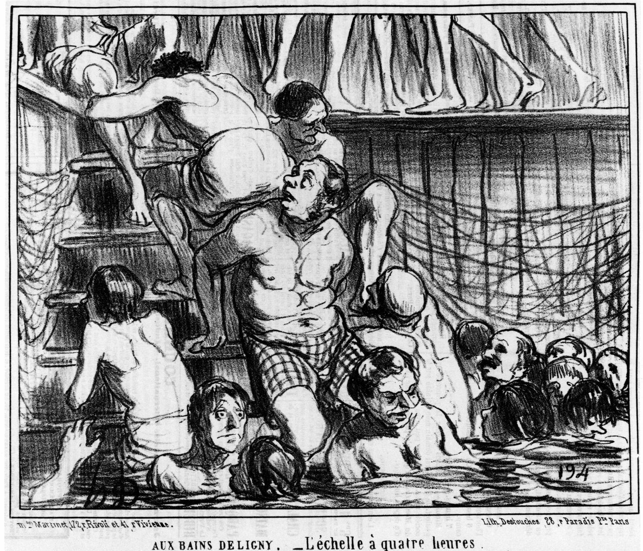 Les bains Deligny - Fyrtimmarsskalan: illustration från "" Sketch d