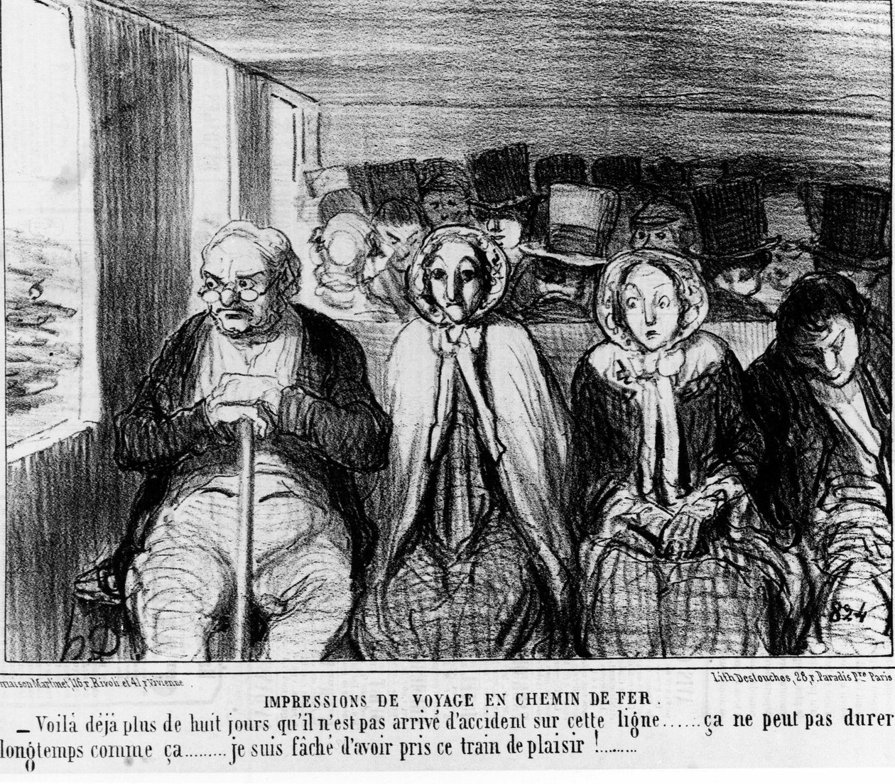 Järnvägar - av Daumier, i "" Charivari"" av 1855-11-09. av Honoré Daumier