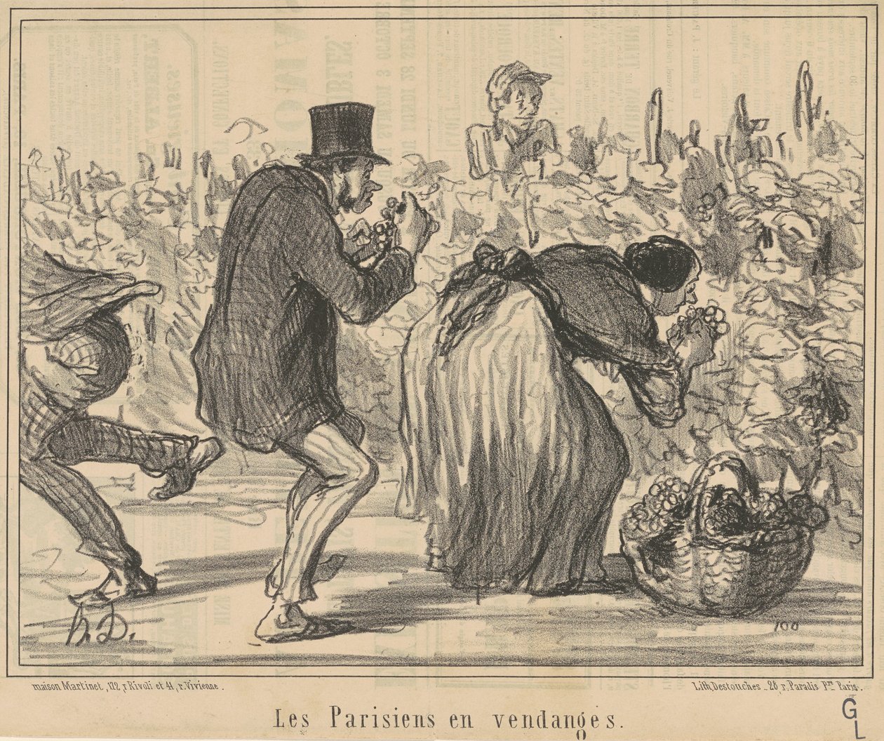Parisare i druvskörden av Honoré Daumier