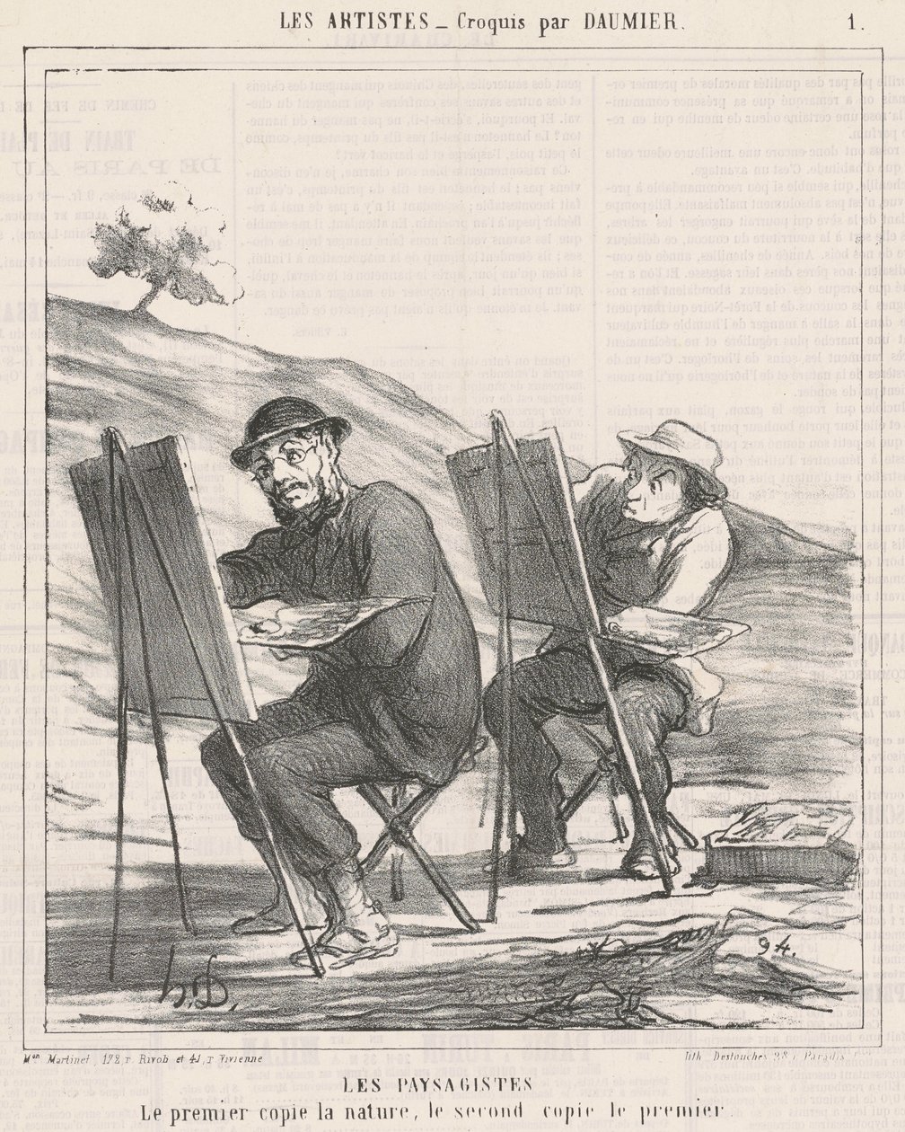 Landskapsarkitekter. Den första kopierar naturen av Honoré Daumier