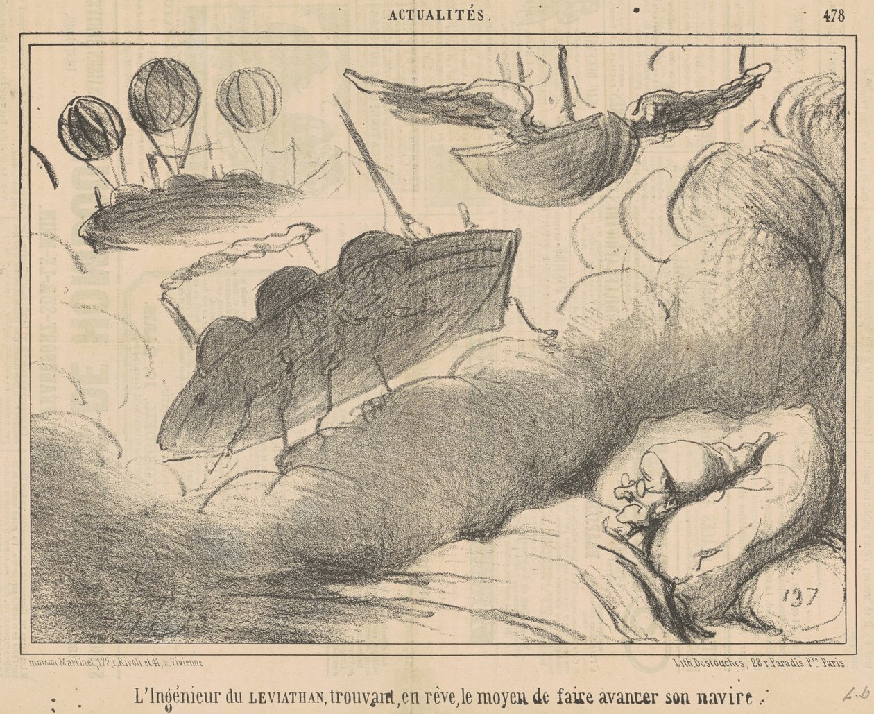 Leviathan-ingenjören hittar i en dröm... av Honoré Daumier