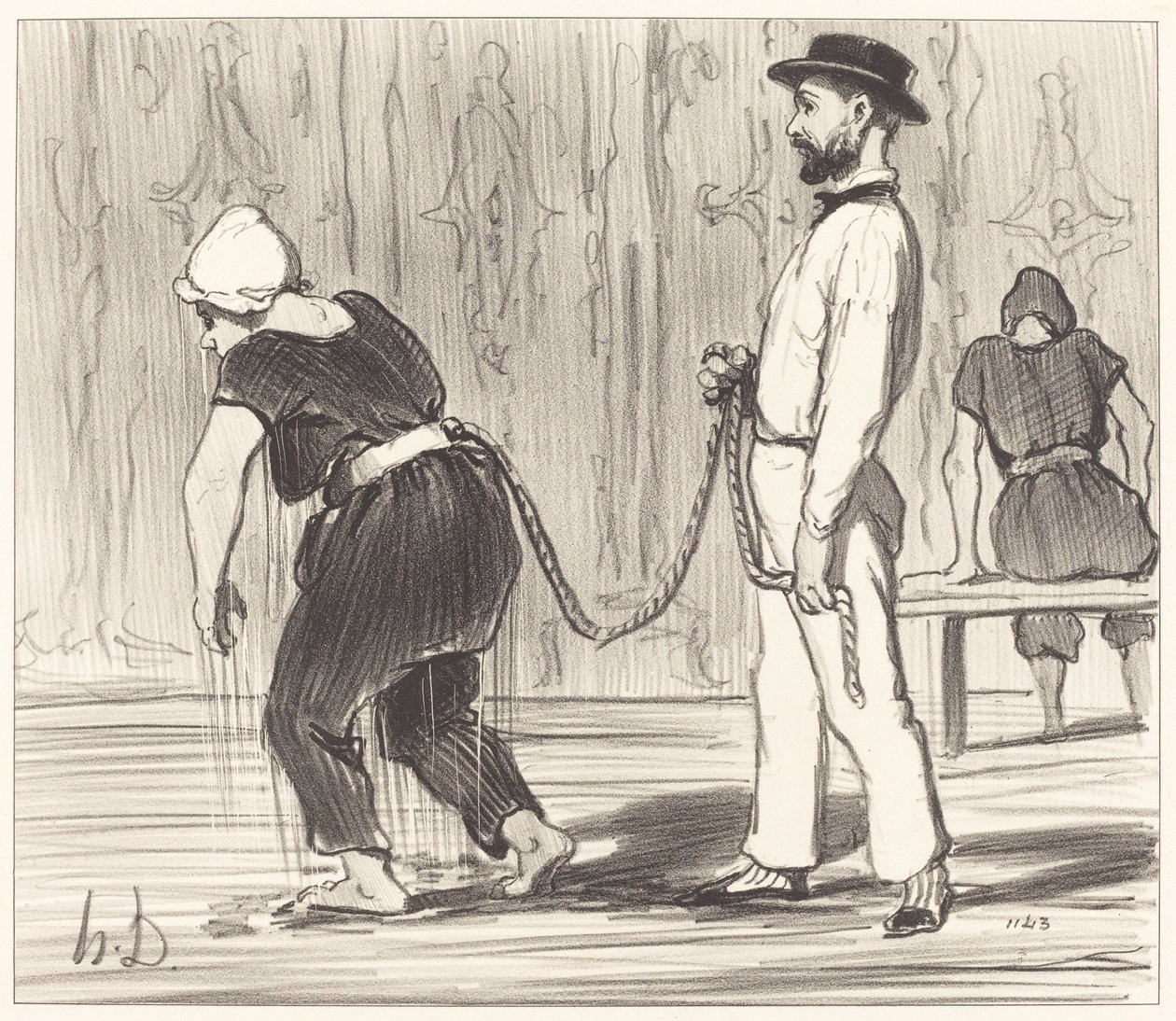Madame Rabourdeau har sin första lektion av Honoré Daumier