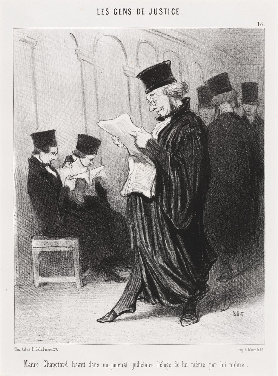 Maitre Chapotard läser... berömmet av sig själv... av Honoré Daumier