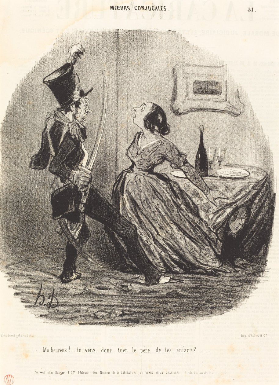 Olyckligt! så du vill döda pappan till dina barn? av Honoré Daumier