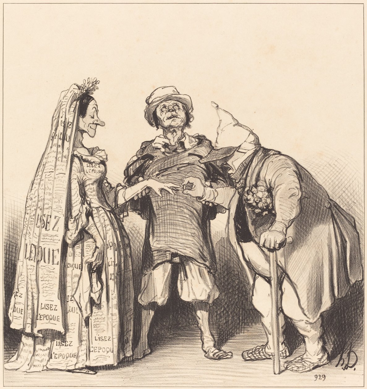 Tidens och det konstitutionella äktenskapet av Honoré Daumier
