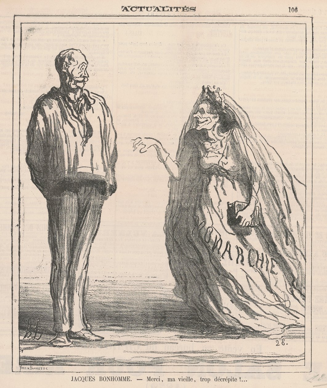 Tack, min gamla, för nedgångna! ... av Honoré Daumier