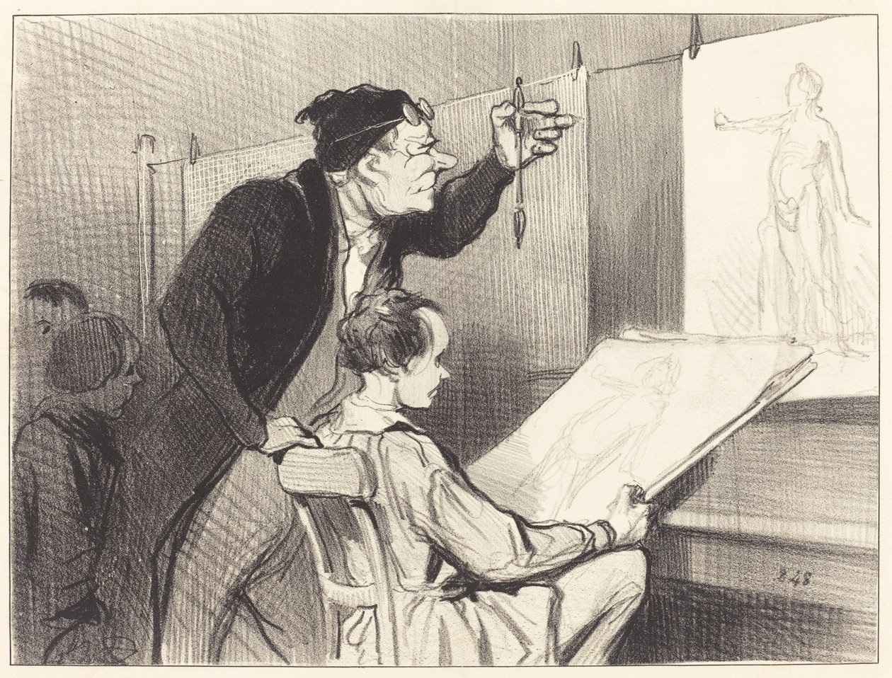 Ritlärarens smärtsamma och känsliga uppdrag... av Honoré Daumier