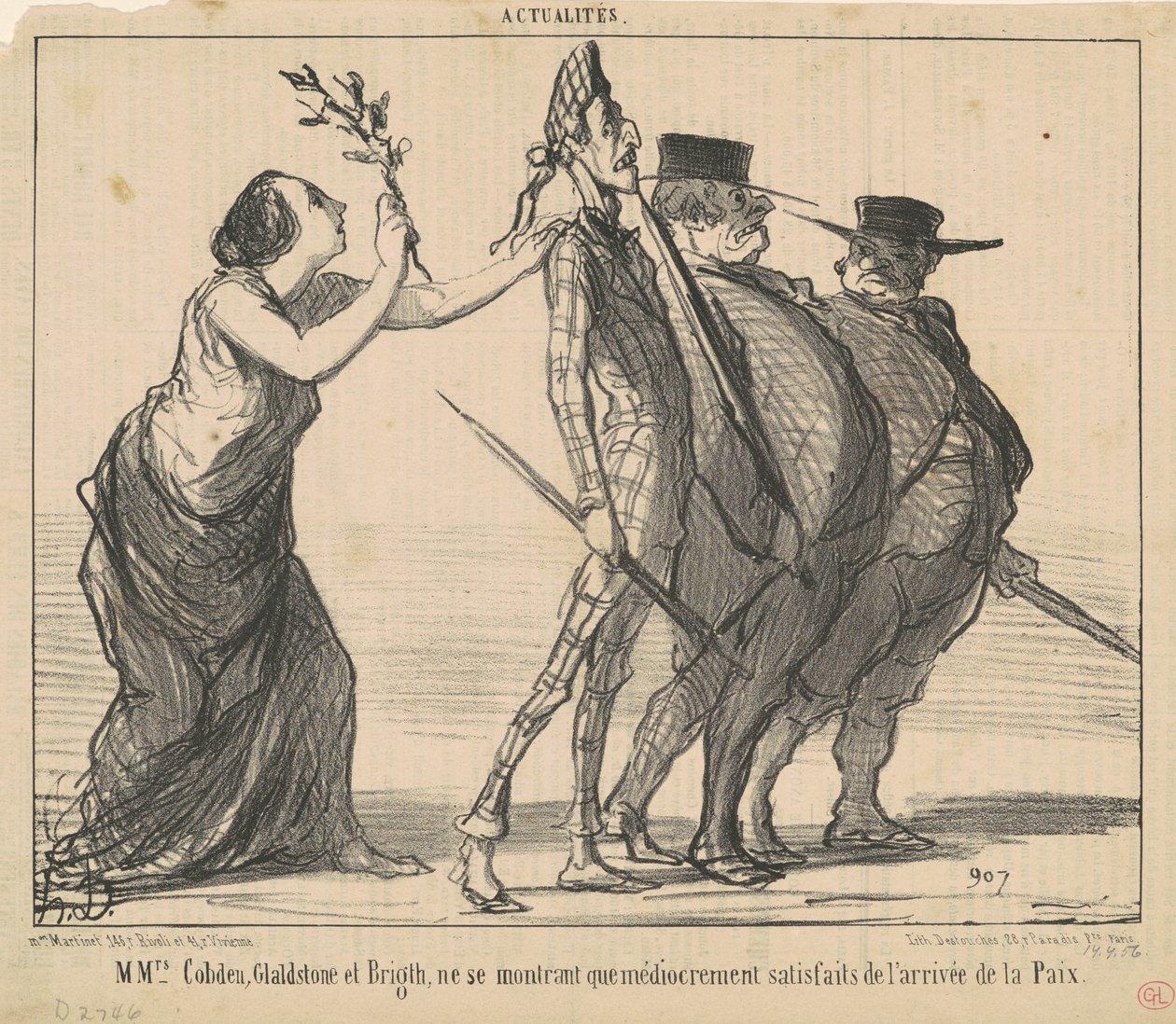 Mrs. Cobden, Gladstone och Bright ... av Honoré Daumier