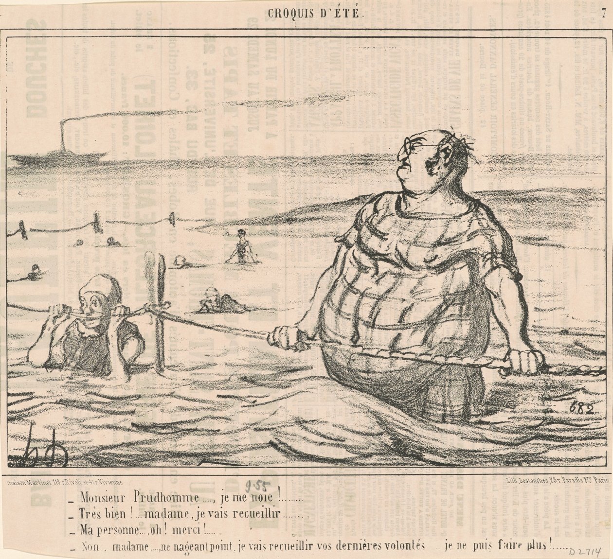 Monsieur Prudhomme... Jag drunknar! ... av Honoré Daumier