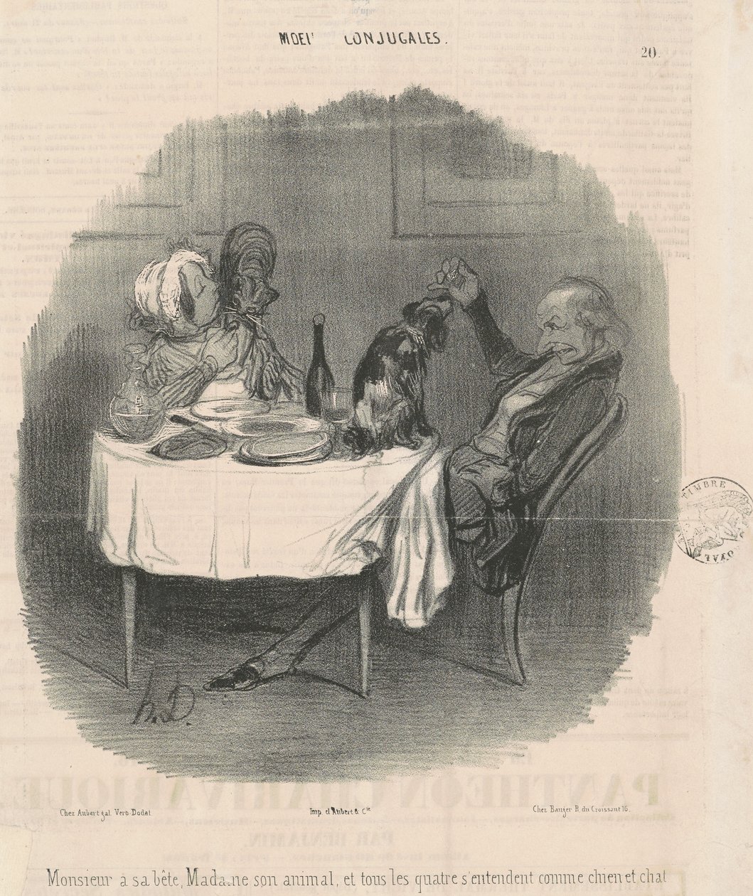 Monsieur har sitt odjur, Madame hennes djur... av Honoré Daumier