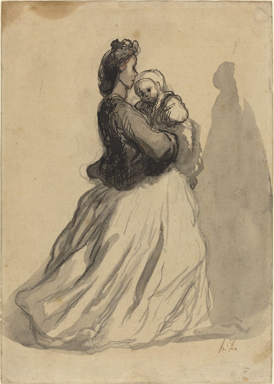 Mamma och bebis av Honoré Daumier