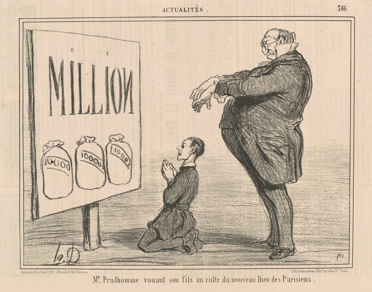 Mr Prudhomme ägnar sin son till ... av Honoré Daumier