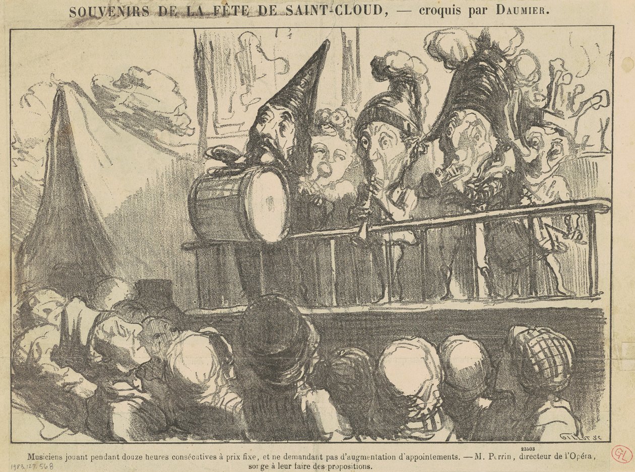 Musiker som spelar i tolv timmar... av Honoré Daumier