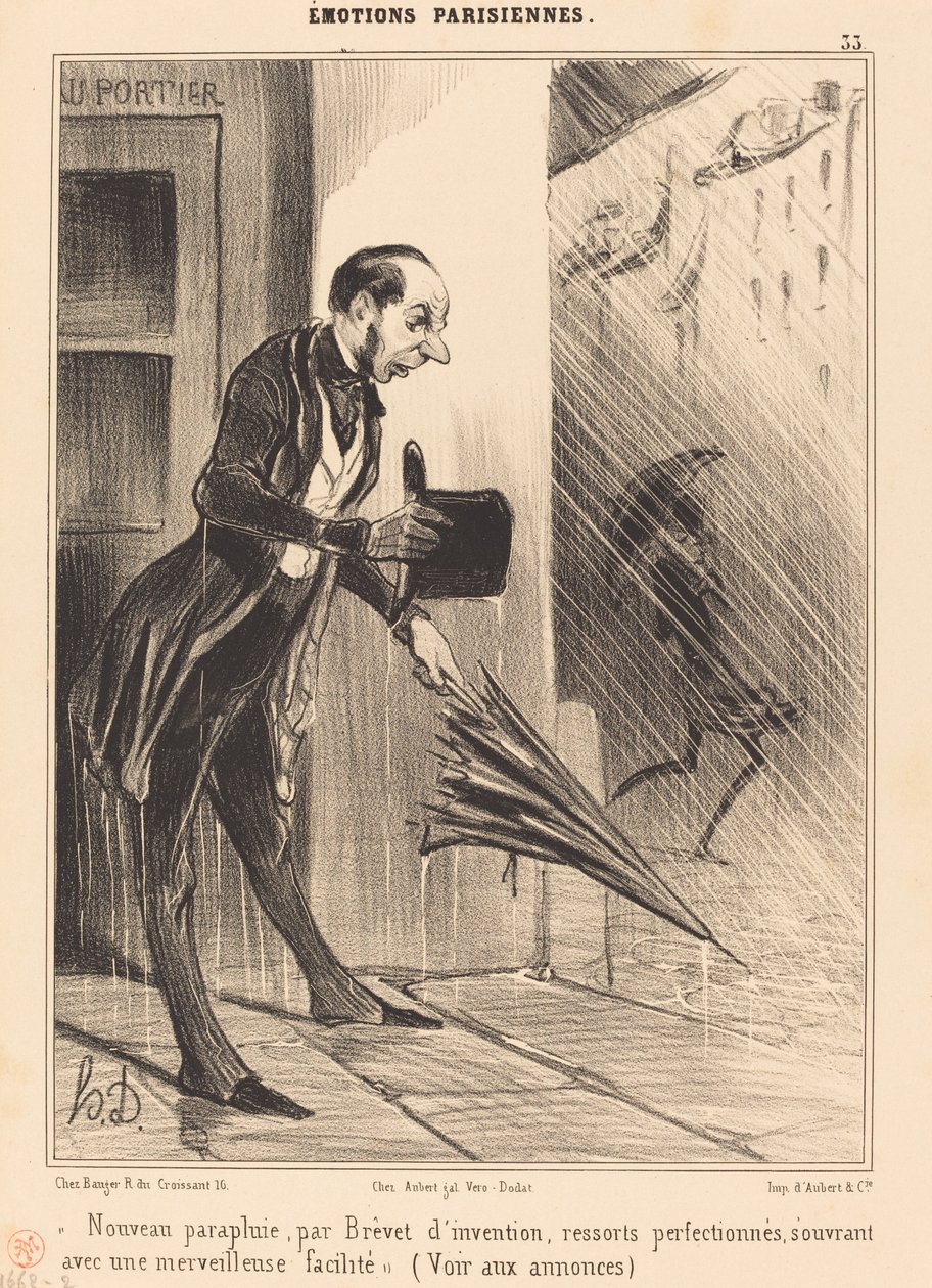 Nytt paraply, av patent... av Honoré Daumier
