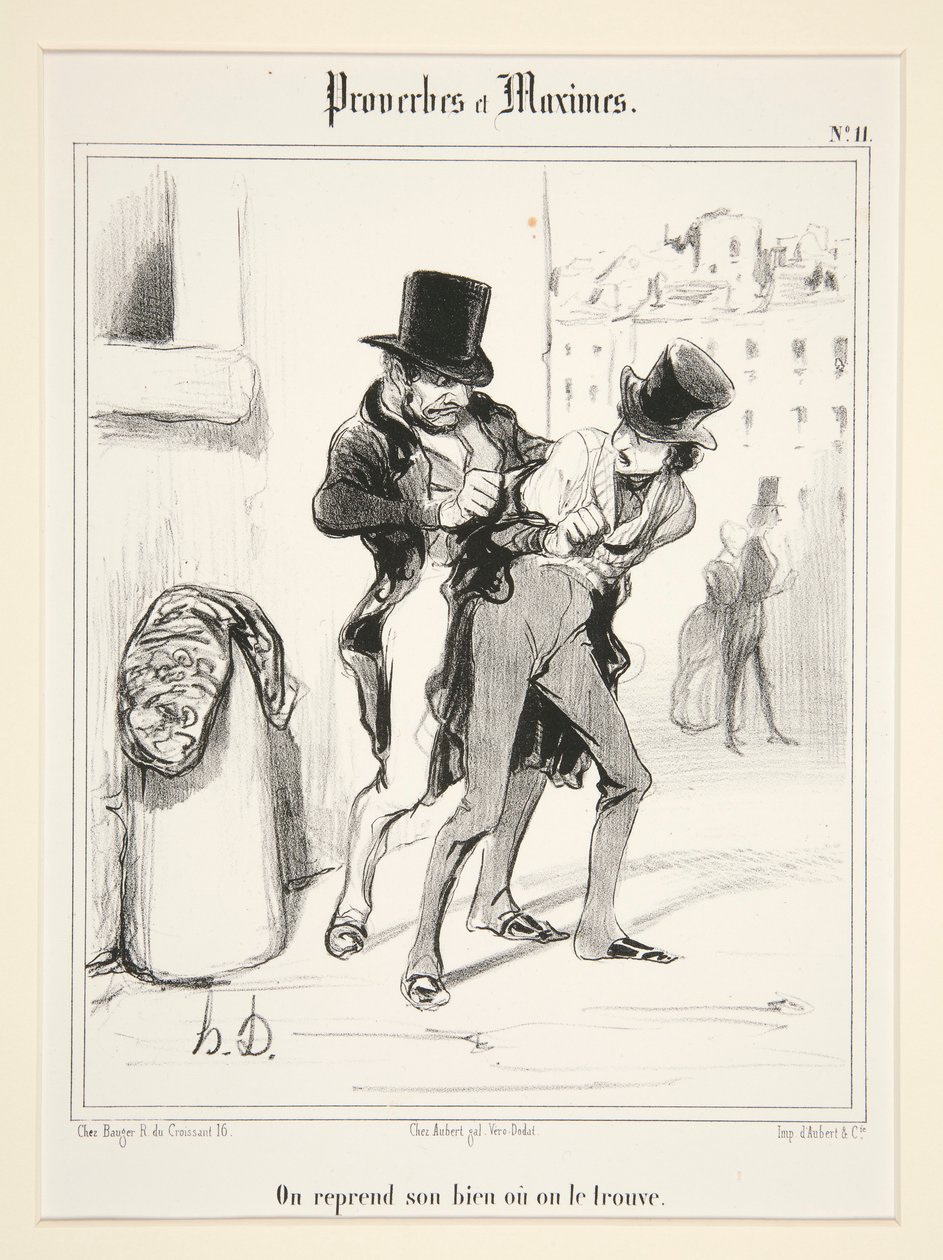 Vi tar tillbaka vår egendom eller så hittar vi den, skylt 11 från Proverbes et Maximes av Honoré Daumier