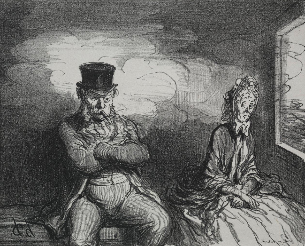 On the Train: A Pleasant Companion, 1862. av Honoré Daumier