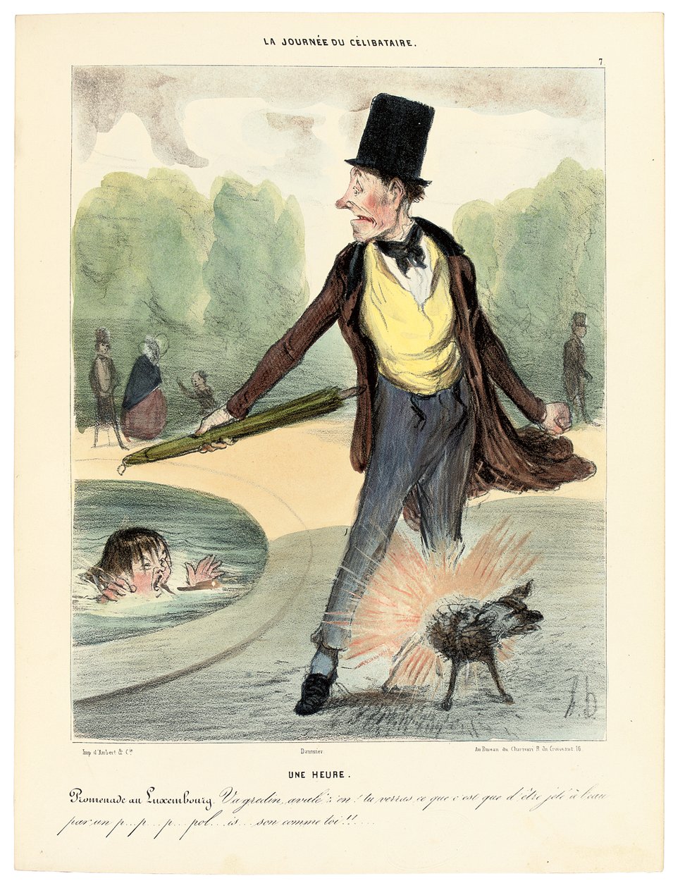 Klockan ett: Walking in the Luxembourg Gardens, 1839 av Honoré Daumier