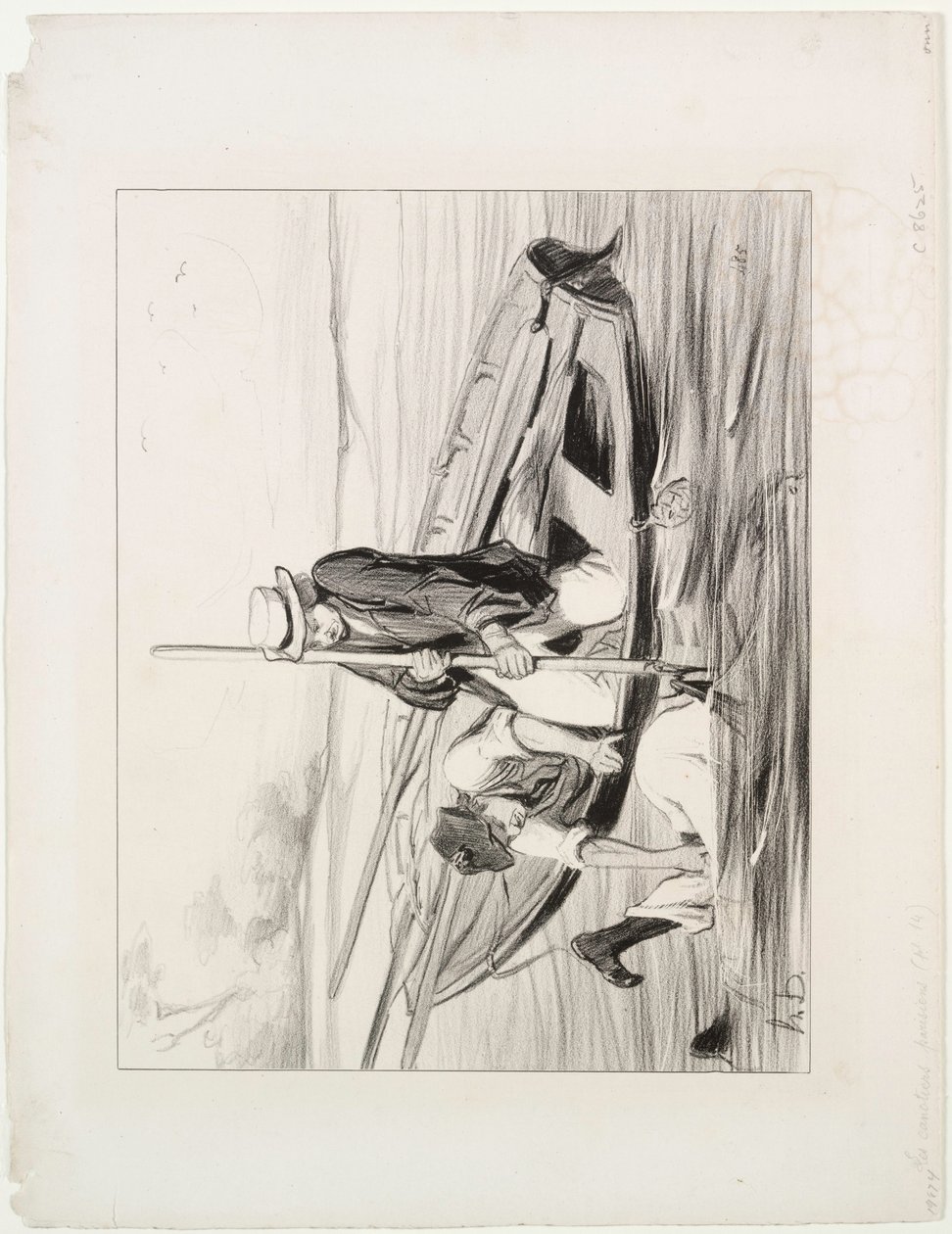 Parisian Boatmen, skylt 14: Man Overboard, 1843. av Honoré Daumier