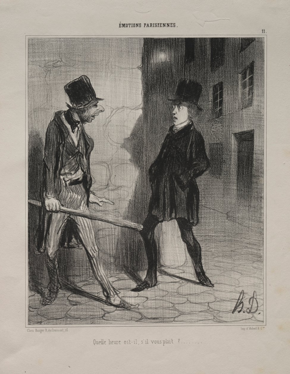 Parisian Emotions, skylt 11: What Time is it Please, 24 november 1839. av Honoré Daumier