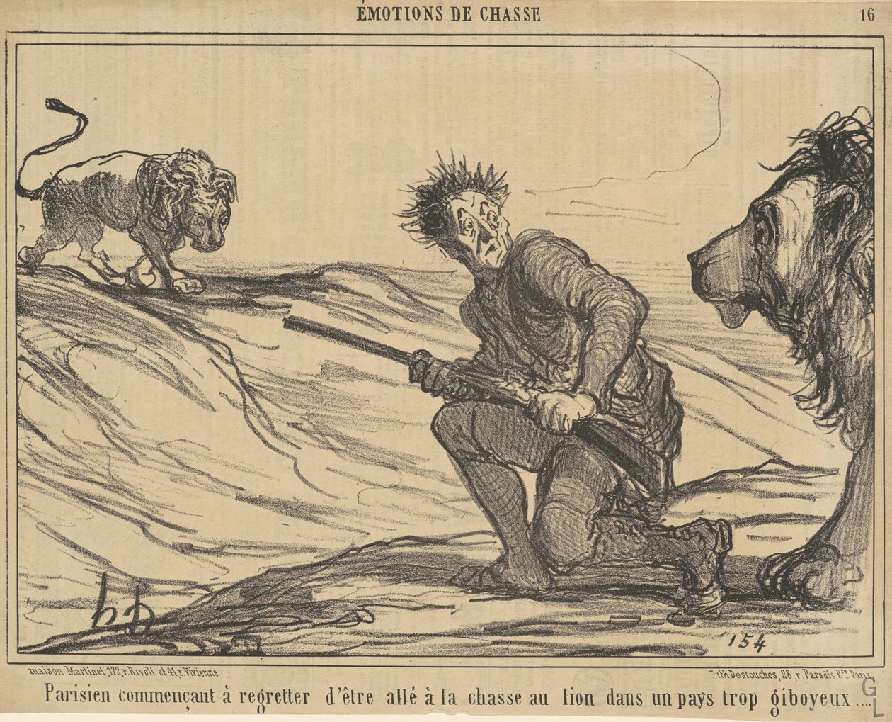 Parisian börjar ångra ... lejonjakten ... av Honoré Daumier