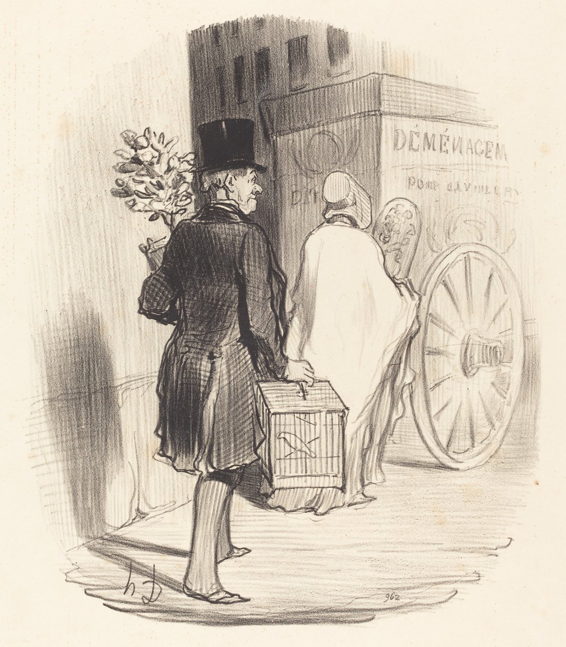 Parisian transporterar till ett annat distrikt... av Honoré Daumier
