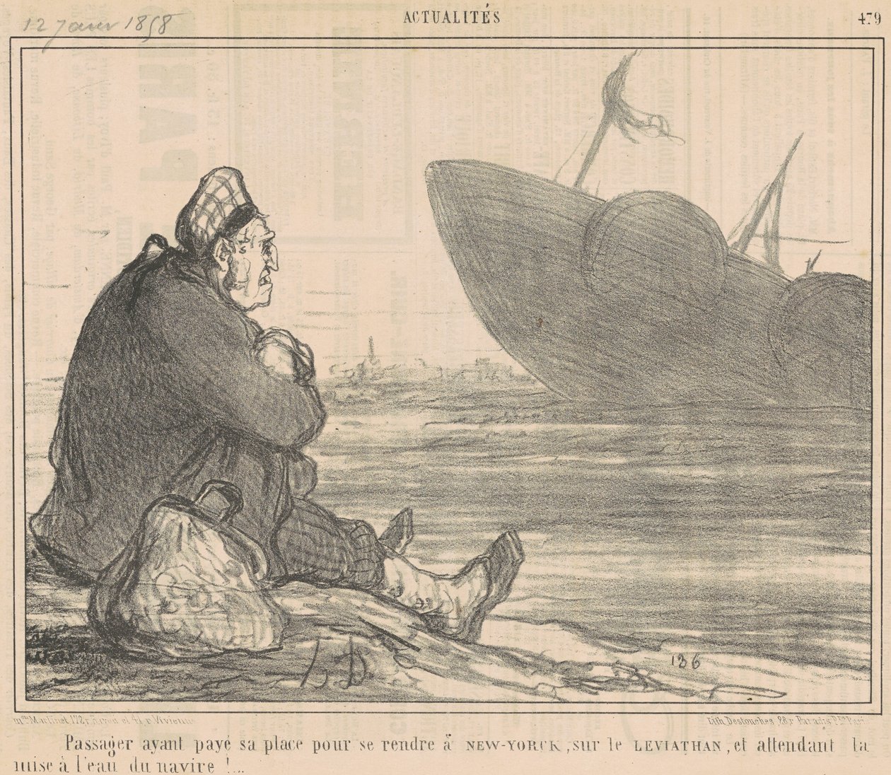 Passagerare som har betalat ... för att åka till New York ... av Honoré Daumier