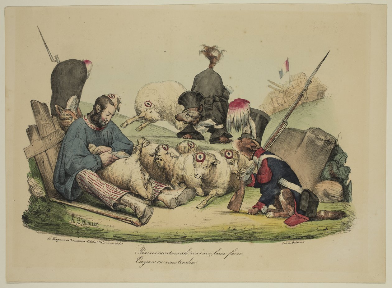Stackars får Ah! Oavsett vad du gör... kommer vi alltid att klippa dig av Honoré Daumier