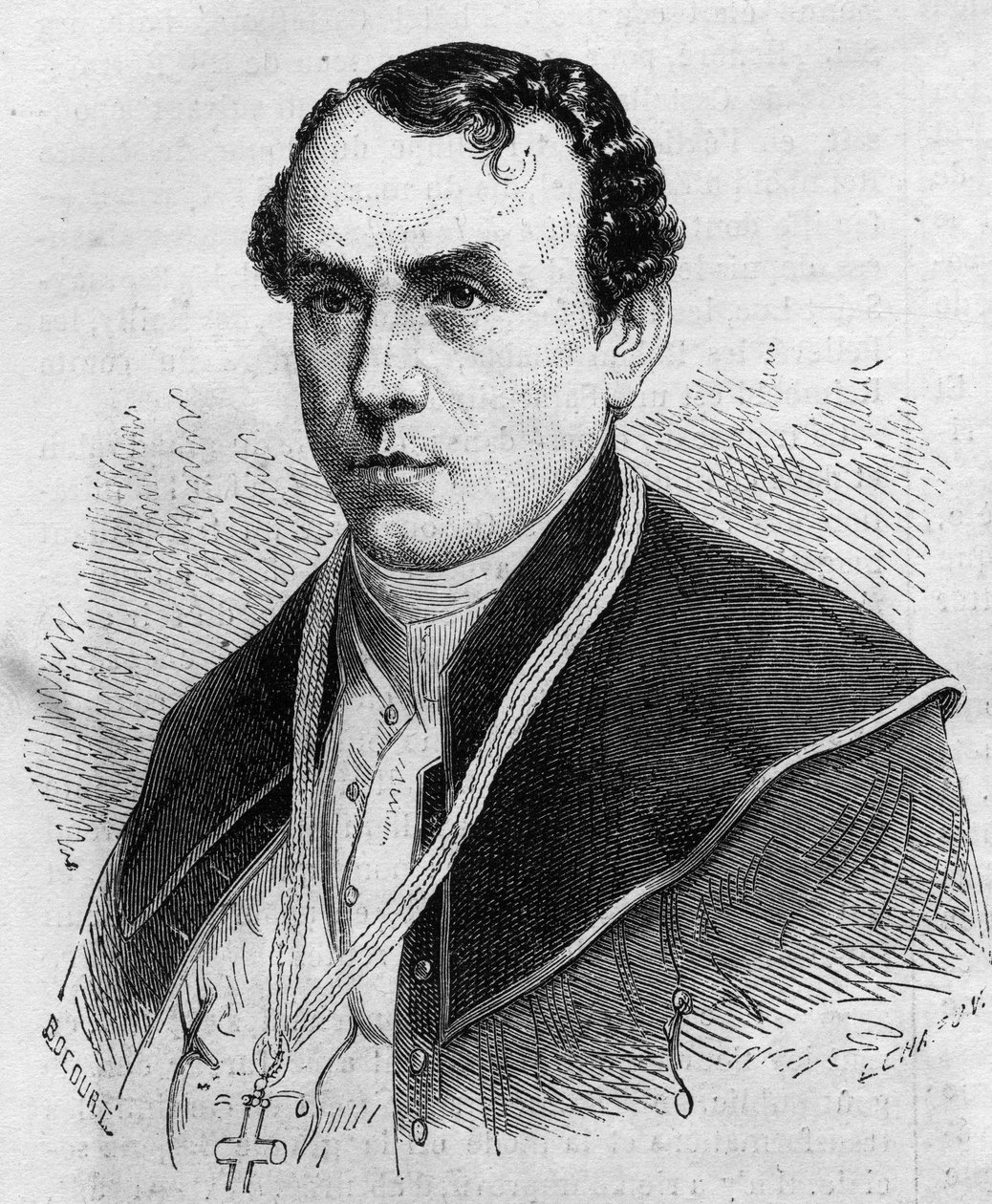 Porträtt av Sigismund Felix Felinski (1822-1895), ärkebiskop av Warszawa (Polen). Gravyr i ""Le Monde Illustre"" nr 314 den 18 april 1863. av Honoré Daumier