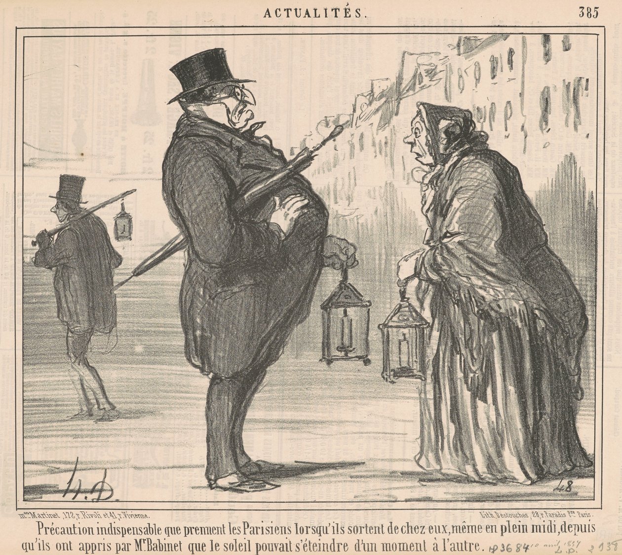 Viktiga försiktighetsåtgärder som parisare tar... av Honoré Daumier