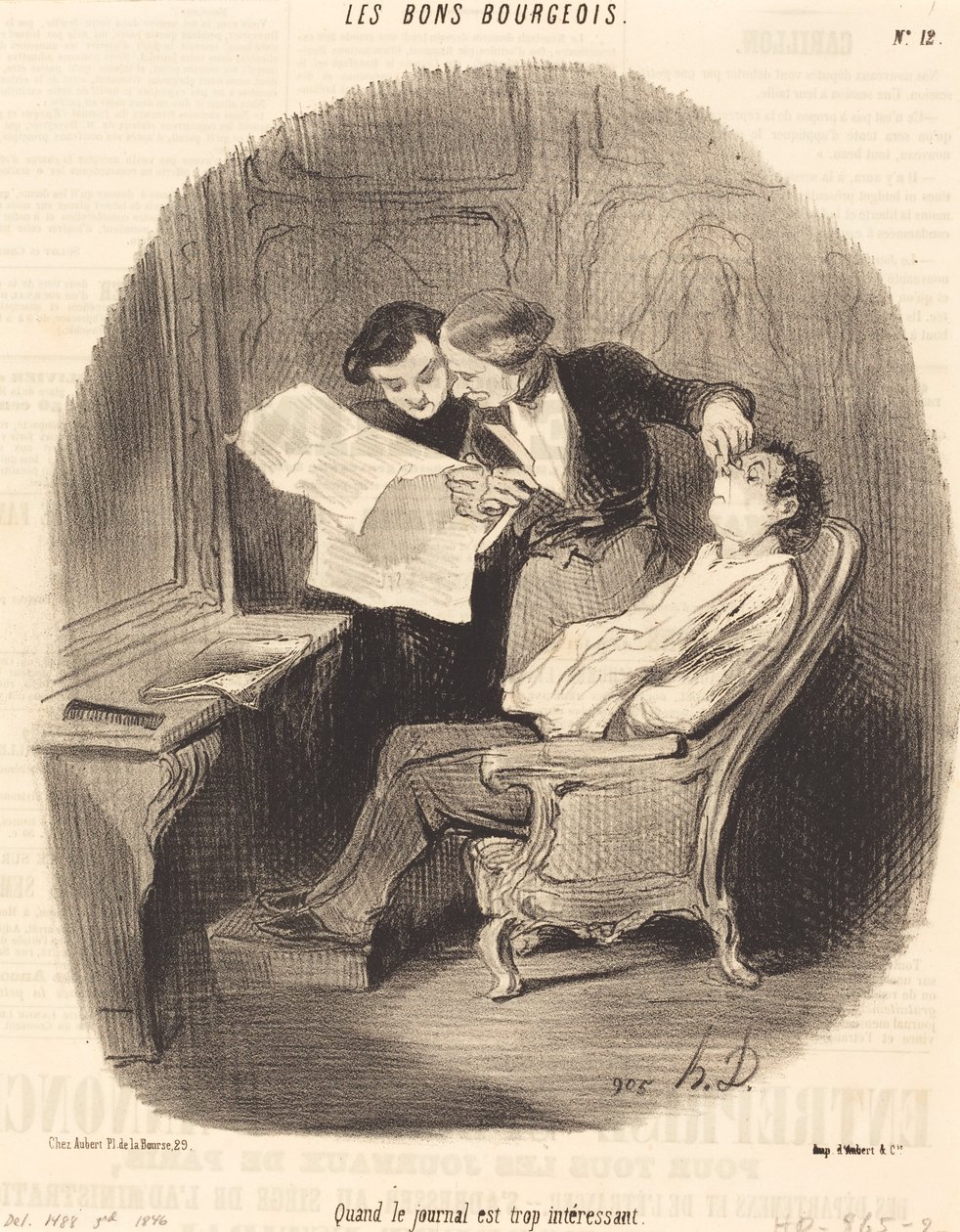 När tidningen är för intressant av Honoré Daumier