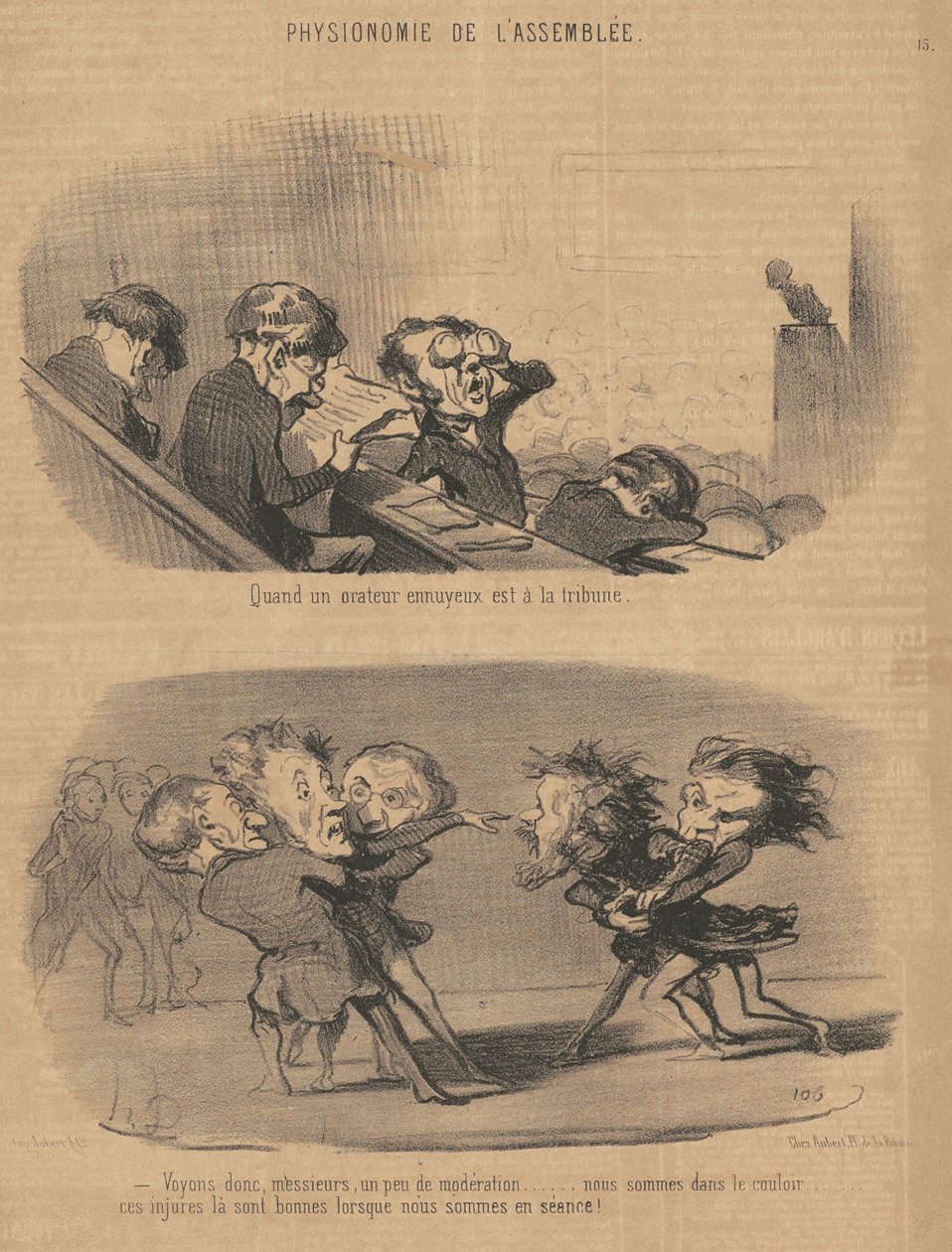 När en tråkig talare står på pallen av Honoré Daumier