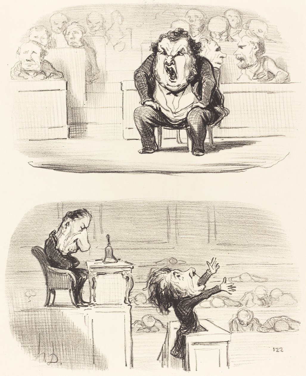 När en tråkig talare intar talarstolen av Honoré Daumier