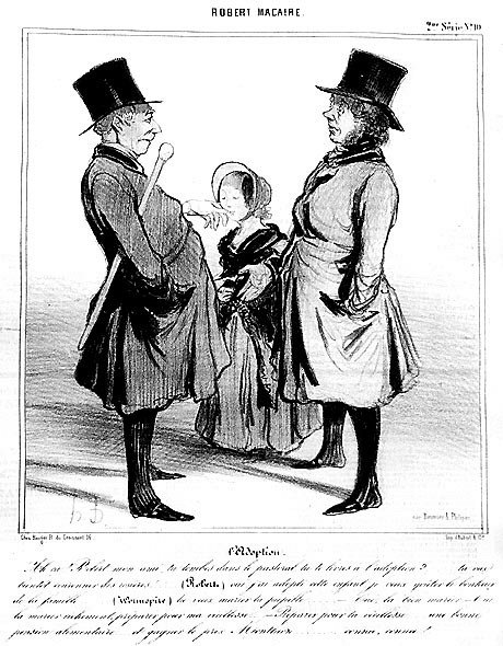 Robert Macaire: adoptionen, av Daumier - i "Charivari" av den 25/04/1841 av Honoré Daumier