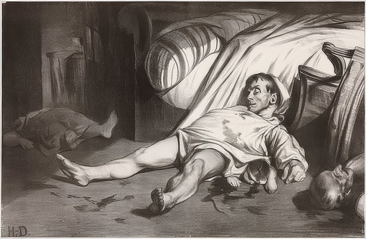 Rue Transnonain, 15 april 1834. 1834 av Honoré Daumier