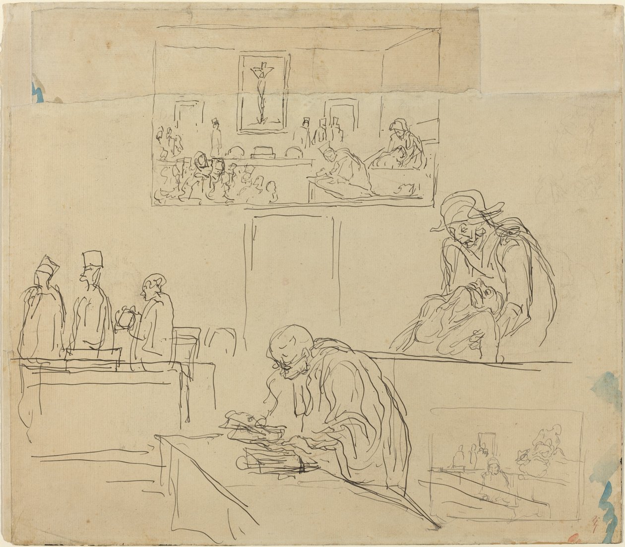 Scen för tribunalen (domen) av Honoré Daumier