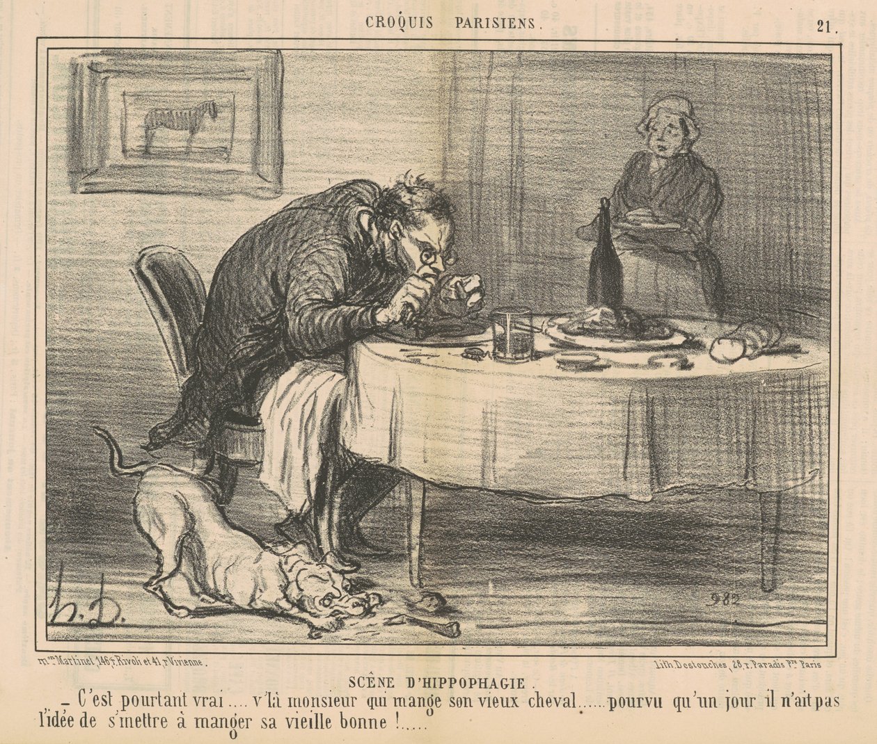 Hippofagi scen av Honoré Daumier