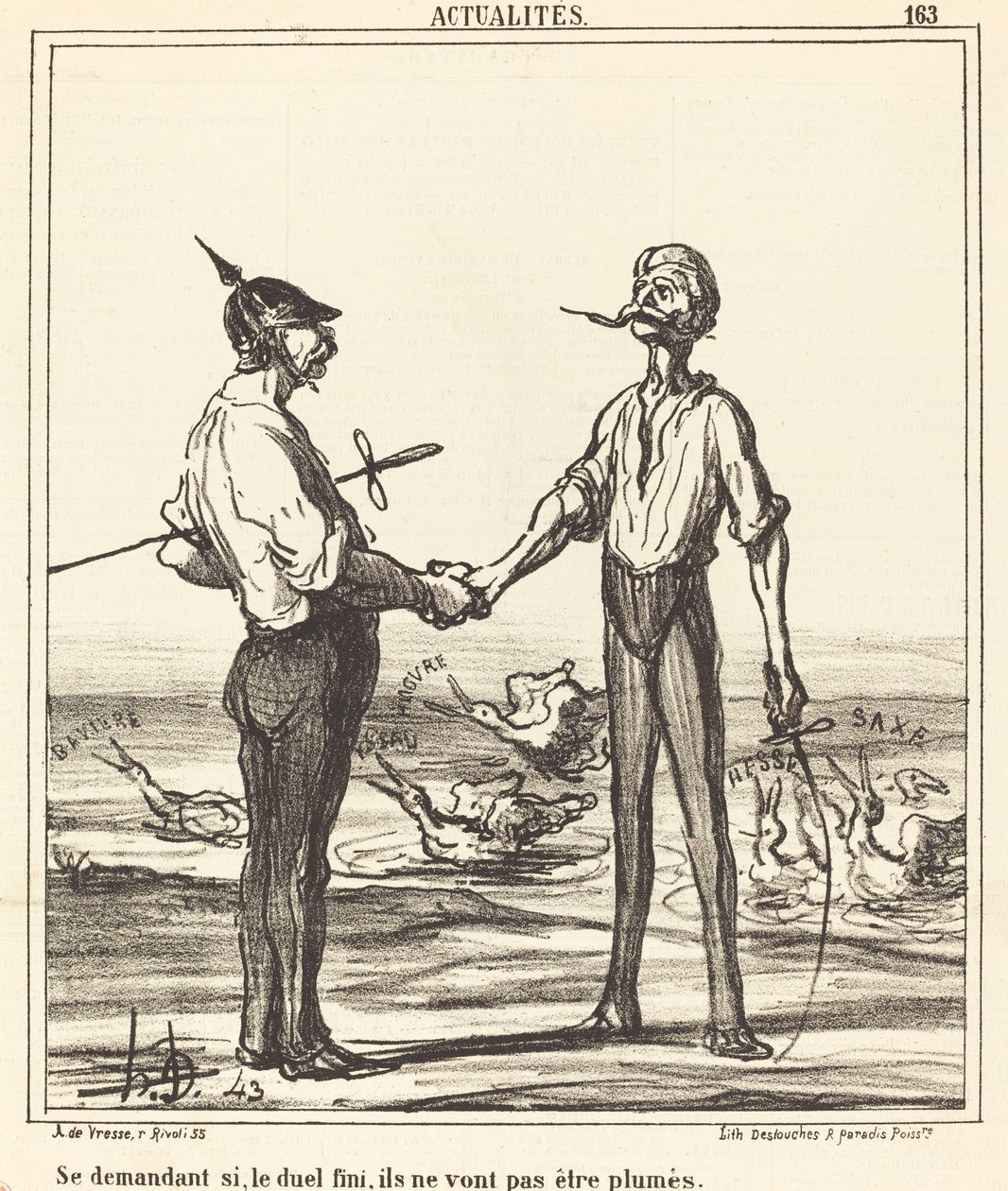 Undrar om duellen över, att de inte kommer att bli fjädrade av Honoré Daumier