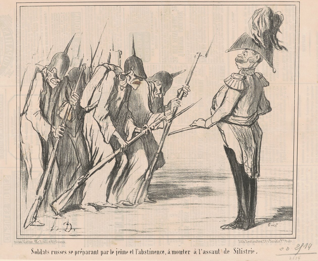 Ryska soldater gör sig redo av de unga... av Honoré Daumier