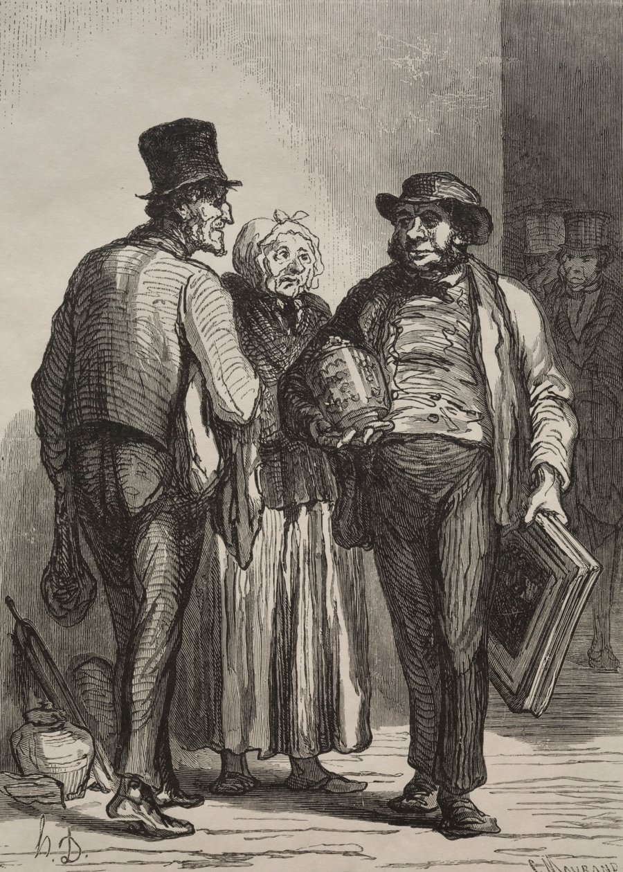 Auktionsrummet: Köpmännen. av Honoré Daumier